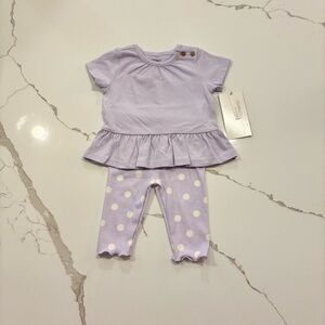 Lavender Baby Outfit with Polka Dot Leggings NWT